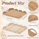 Teenyyou Paper Rope Scalloped Tray 24" L x 18" W x 2.4" H Rectangle Woven Decorative Coffee Table Serving Tray with Handle Ottoman Large Handwoven Basket Home Decor for Kitchen Counter Organizing