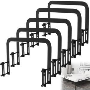 Mattress Retainer Bar Keep Mattress Stopper from Sliding,Non Slip Bed Slide Stopper to Prevent Sliding Holder in Place Gripper for Metal Bed Frame - 5PCS, Black