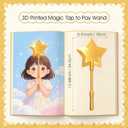 BonneChance 3D Printed Magic Tap to Pay Wand, Credit Card Wand, Star Fairy Magic Wands Digital Payment Star Wands for Easy Checkout, 3D Printed Tap to Pay-Contactless Payment Holder (Gold)