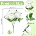 8 Pack White Peonies Artificial Flowers, Fake Silk Hydrangea Bouquet for Bridal Wedding Home Table Decor Reusable Dining Opening Ceremony Birthday Arrangement Faux Floral