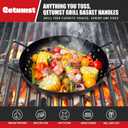 Qetumst Small Non-Stick 3 Piece Grill Basket Set BBQ Grilling Basket for Vegetables, Seafood & Meat Heavy Duty Perforated Grill Pan for Charcoal, Gas and Outdoor Grills, Easy to Clean Grilling Accessories