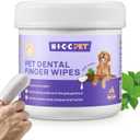 HICC PET Teeth Cleaning Wipes for Dogs & Cats, Remove Bad Breath by Removing Plaque and Tartar Buildup, Disposable Dog Finger Toothbrush Gentle Pet Dental Care Wipes, Dog Tooth Brushing Kit (1.54" Wide (50 Count))