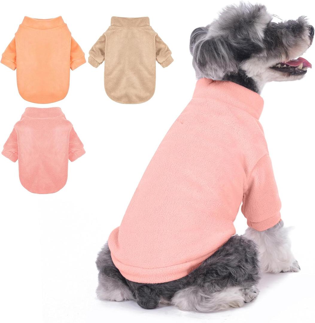 Dog Sweater, 3 Pack Dog Sweaters for Small Dogs Girl Boy, Ultra Soft Warm Puppy Clothes Dog Coat for Winter (Peach+Lt Camel+Pink, X-Large)