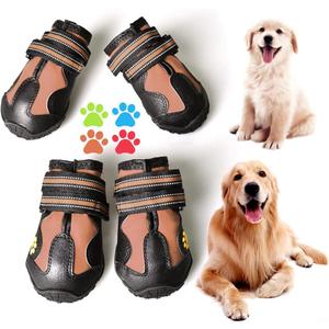 CovertSafe& Dog Boots for Dogs Non-Slip, Waterproof Dog Booties for Outdoor, Dog Shoes for Medium to Large Dogs 4Pcs with Rugged Sole Black-Brown (Size 5: 2.7''x2.3'')(L*W) for 41-60 lbs)