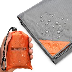 Pocket Blanket (Water Resistant) - Ultralight Sand Proof Beach Mat for Hiking, Festivals, & Travel - Compact Ground Cover Fits 2-4 Adults (Stake Loops Included)