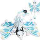 3D Printed Articulated Dragon Toy with Wings  Flexible Poseable Fantasy Fidget Toy for Stress Relief & Anxiety, Mystical Desk Decor for Home Office, Easter Basket Stuffers & D&D Collectors (Blue)