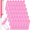 Syhood 43 Pcs Foam Sponge Hair Rollers Women 0.59 Inch Soft Sleeping Curlers Flexible Sponge Curler Tool and Rat Tail Comb for Hair Styling Hairdressing Overnight Curl and Volume(Pink)