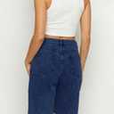PLNOTME Womens Crossover Denim Shorts Summer Asymmetrical High Waisted Straight Leg Jean Shorts (Blue)