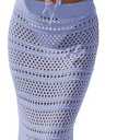 Fisoew Womens Crochet Cover Up 2 Piece Skirt Sets Sleeveless Crop Cardigan Tank Tops Swim Coverup Set (Medium, Purple Blue)