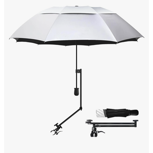UPF 50+ Golf Umbrella with Adjustable Universal Clamp, Portable Umbrellas for Rain, Manual Open & Close, for Beach Chair, Golf Cart, Stroller, Bleacher, Patio