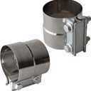 Exhaust Clamps Band Clamp 3" Lap Joint - Stainless Steel Lap Joint Exhaust Band Clamp with 1 Block 2Pcs for 3" Od to 3" Id Exhaust Pipe, Muffler, Elbow and Exhaust Tubing Connection(2 Pack)