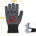 QUWIN BBQ Gloves, Oven Gloves, 1472 Extreme Heat Resistant,Grilling Gloves Silicone Non-Slip Oven Mitts, Kitchen Gloves for BBQ, Grilling, Cooking, Baking-1 Pair (Black, One Size Fits Most)