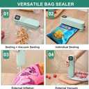 Mini Vacuum Sealer for Food, 3 in 1 Cordless Rechargeable Food Sealer,With 15 Small Bags, For DryMoist Food Storage, Heat Sealer for Chip Bags, Inflation Pump for Balls, Swim Ring, Green