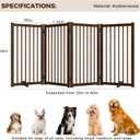 36" H Freestanding Pet Gate, Solid Wood Foldable Dog Gate with Support Feet, Wooden Tall Dog Gate for Doorway, Stairs & Indoor Use, 60" Wide Expandable Pet Fence, 4 Panels, Walnut