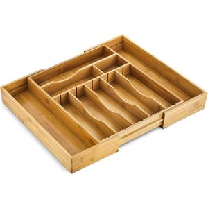 Night Tree Deep Bamboo Drawer Organizer  Expandable Utensil and Silverware Tray for Kitchen Cutlery and Flatware, Large Size (21.6" or 13.7" x 17" x 2.5")