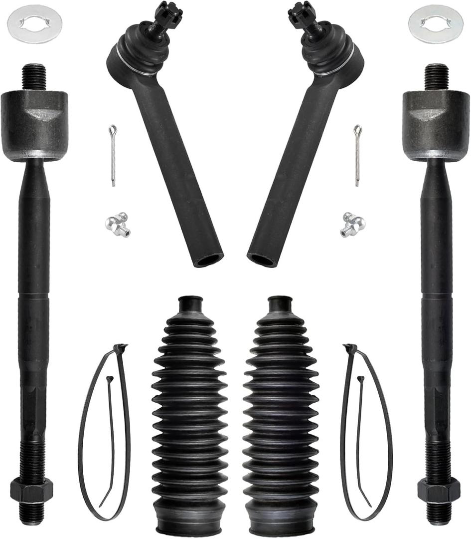 6pcs Front Steering Kit for Lexus RX330 RX350 Toyota Highlander 2004-2009, Tie Rod End Inner and Outer and Boots