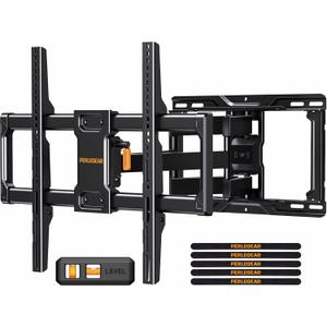 Perlegear UL Listed Full Motion TV Wall Mount for Most 4284 inch Flat Curved TVs up to 132 lbs, 12/16 Wood Studs, Bracket with Articulating Arms, Swivel, Tool-Free Tilt, Max VESA 600x400mm PGLF12