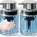 Foaming Soap Dispenser, 2 Pack Clear Glass Foam Hand Soap Dispenser for Bathroom, Refillable 7.8 Fl Oz Foamy Pump Bottle with Plastic Sliver Pump, Vintage Dish Soap Foam Dispenser Container