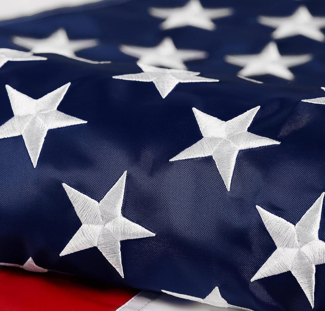 American Flag 4x6 ft: Long Lasting US Flag, Heavy Duty Nylon, Embroidered Stars, Sewn Stripes, Brass Grommets, UV Protection Perfect for Outdoors, USA Flag