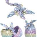 3D Printed Flying Dragon Egg - 7" Winged Dragon in Diamond Easter Eggs, Flexible Crystal Animal Inside, Mystery 3D Gift, Desk Decoration, Fidget Toy (M Rainbow)