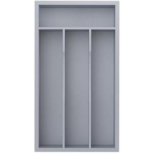 BEKVEM Silverware Organizer, Bamboo Kitchen Drawer Organizer, Utensil Holder, Cutlery Tray & Spoon Flatware Storage with Grooved Drawer Dividers (Grey, 6.7''W x 12''D)