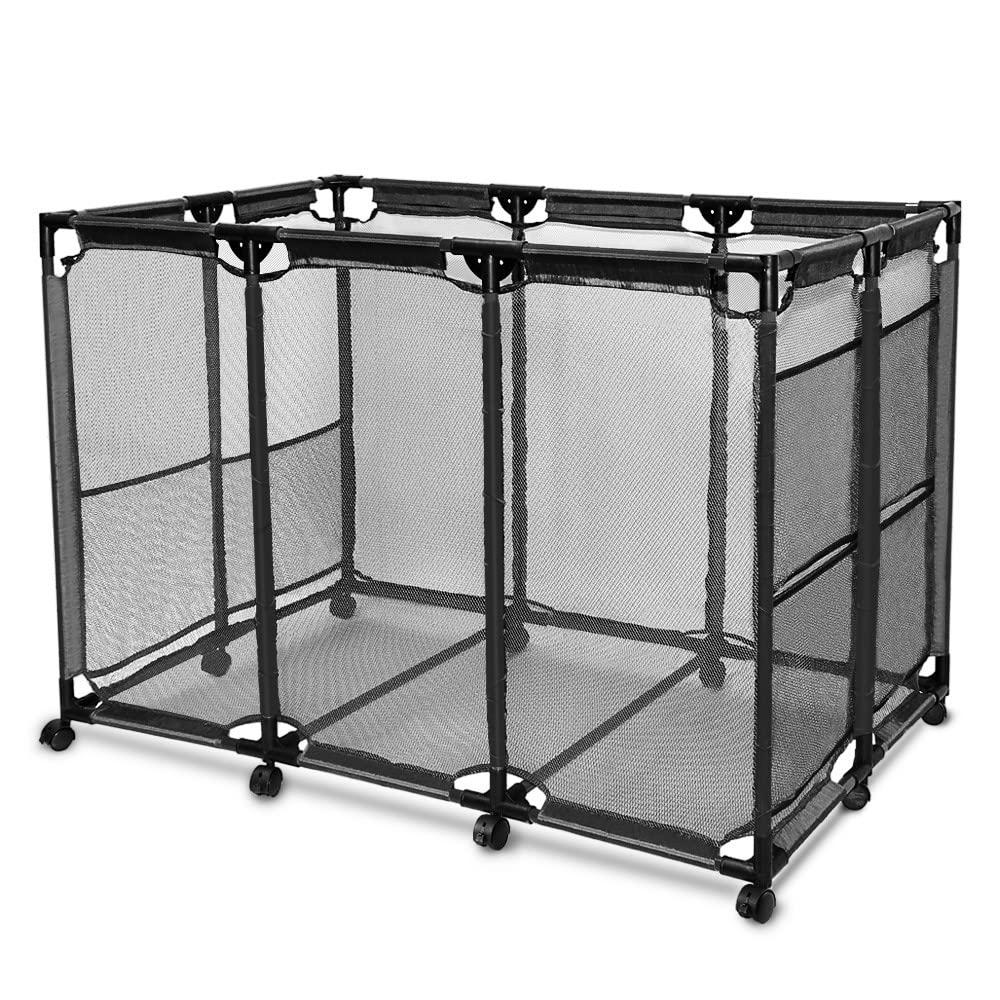 JEFEE Pool Storage Bins Rolling Pool Safety Storage Cart Standard Noodles Holder Organizer Container with Nylon Mesh, for Pool Floats Storage, Pool Toys Storage,Large Capacity Storage Bins 50.2"