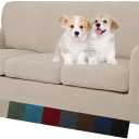 MAXIJIN 4 Piece Couch Covers for 3 Cushion Couch Super Stretch Non Slip Couch Cover for Dogs Pet Friendly Elastic Jacquard Furniture Protector Sofa Slipcovers (Sofa, Khaki)