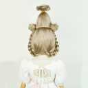 Half and Half Blonde Christmas Cindy Costume Wig Set Blonde Double Braids Wig with Bangs for Costumes Halloween