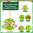 JolliLudo 20 Pcs Lime Green Furry Christmas Ball Ornaments with Bow for Tree Furry Elf Faux Fur Hanging Pom Pom Ball Decorations for Christmas Tree Holiday Party Gift Supplies
