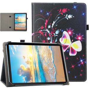 Universal 8 9 Inch Android Tablet Case, Nannxiebky Slim Folding Stand Folio Pattern Case Cover with Hand Strap for 8.0 9.0 Inch and All 8" - 9" Tablet, Mysterious Flower