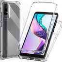 Ailiber Case for TCL 30Z, TCL T602DL Phone Case with Tempered Glass Screen Protector, Dual Layer Structure Protection, Shockproof Corner TPU Bumper, Slim Silicone Phone Cover for TCL 30 LE-Clear