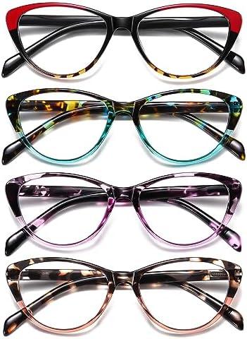 SOCTICK Cat Eye Reading Glasses for Women Blue Light Blocking,Readers for Women 2.0 with Comfort Spring Hinges,Fashion Designer Ladies Eyeglasses, (3 Pack)