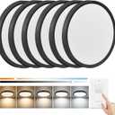 6PK 12 Inch Dimmable LED Flush Mount Ceiling Light,24W, 2520LM, 2700K/3000K/4000K/5000K/6000K CCT Selectable, Round Flat Panel Light Low Profile Ceiling Lamp for Bedroom/Kitchen/Living Room, Black