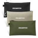 Tool Pouch Zipper Bags, Small Tool Bags with Metal Zipper & Carabiner, Durable Utility Organizer Pouches, 3-Pack (Black/Beige/Olive)