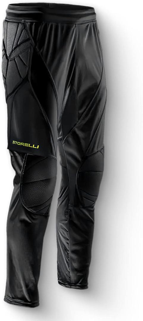 Storelli ExoShield Goalkeeper Pants, High-Impact Protection, Sweat-Wicking, Breathable Athletic Full Length Pants for Soccer & Heavy-Duty Sports, Black, Youth Large