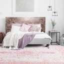 Sofrug Area Rug 6x9 - Vintage Floral Honeycomb Non Slip Backing Carpet - Pink Softer Thicker Faux Wool Rug - Foldable & Machine Washable Rugs for Living Room Bedroom Dining Room Home Office