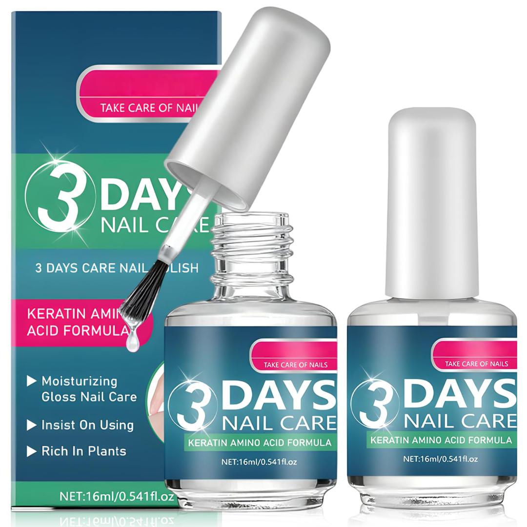 3 Days Nail Care - Strengthening and Hydration, Keratin Amino Acid Formula Nail Treatment Oil, for Dry, Weak & Fragile Nails (2Pcs)