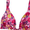 Women's 2 Piece Floral Print Bikini Set Triangle Bathing Suit Spaghetti Strap Tie Backless Swimsuit Sets (Pink, L)
