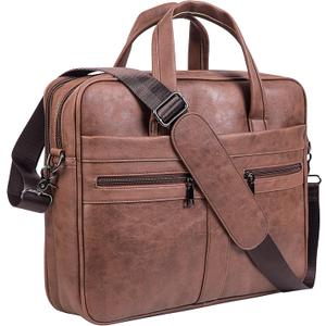 seyfocnia Men's Leather Messenger Bag, Laptop Briefcase Business Satchel Computer