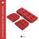 Outdoor/Indoor All Weather Tufted Wicker Chair Cushions of 3 Pieces, 1 Loveseat and 2 U-Shape Waterproof Cushions for Patio Furniture,Wicker Loveseat,Bench-Red