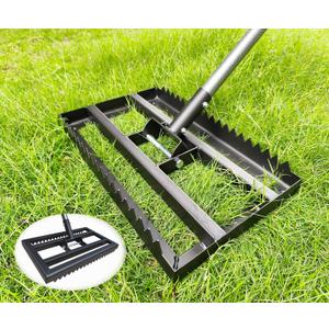 Lawn Leveling Rake - Heavy Duty Yard Leveler , Reinforced Welds, 74" Adjustable Handle, Reversible Plate for Soil, Dirt, Ground, Backyard Top Dressing, Landscaping (17x10 inch)