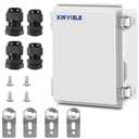 Waterproof Outdoor Project ABS Plastic Junction Box IP67 Weatherproof Dustproof Enclosure with Hinged Cover, Mounting Plate,Wall Brackets for Power Project (8.7"X6.7"X4.5")