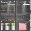 Acrylic Magnetic Chore Chart for Kids, Chores Chart for Fridge Refrigerator, Dry Erase Behavior Chore Chart for Multiple Kids, Reward Chart for Multiple Kids Teens Adults Family, 8"x12" (White-2 Pack)