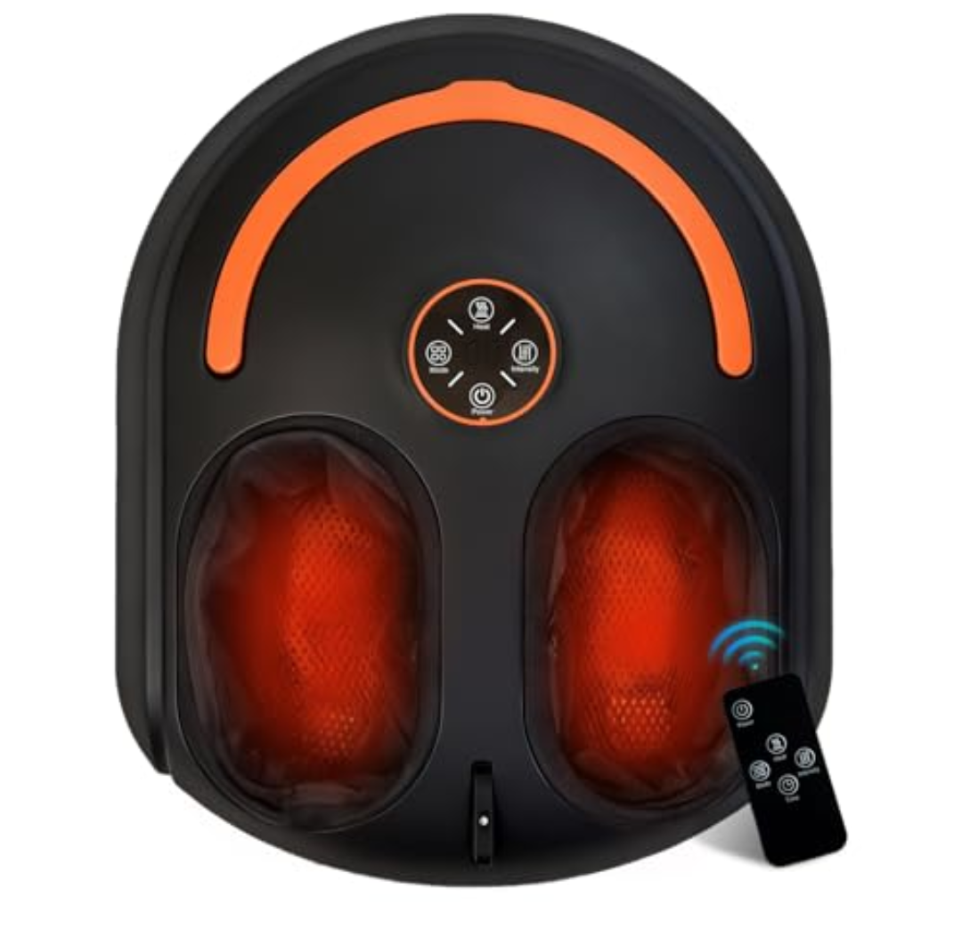 Wedpun Shiatsu Foot Massager with Heat, Remote, Deep Kneading, Up to Men's Size 12, Black