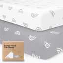 KeaBabies 2-Pack Organic Crib Sheets for Boys, Girls - 52x28 Fitted Crib Mattress Sheet Neutral, Breathable Jersey Cotton Cover for Baby Bed, Toddler Mattress, Soft & Cute Prints (Rainbow)