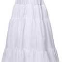 YULUOSHA Women's Crinoline Petticoat Hoopless Skirt A-Line Underskirt Full Gown Half Slips for Dresses Lingerie Long Skirt (One Size, White)