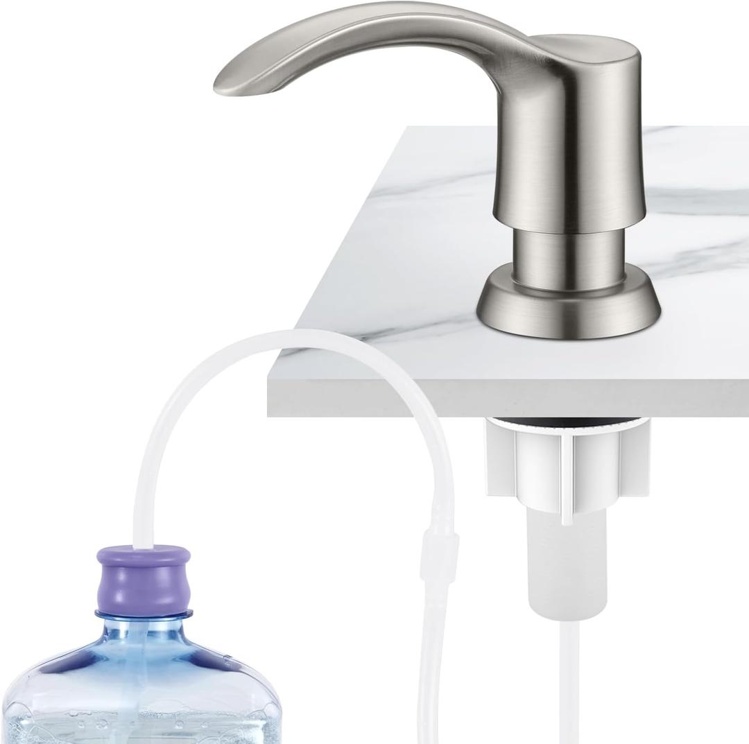 GAGALIFE Kitchen Sink Soap Dispenser - Sink Soap Dispenser Pump with 40" Silicone Extension Tube Kit (Brushed Nickel), Say Goodbye to Frequent Refills G080-1BN