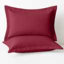 2 Pack Pillow Shams Queen Size 20x30  600 Thread Count 100% Organic Cotton Burgundy Pillow Covers with 2 Inch Flange, Soft & Smooth Premium Hotel-Quality Pillowcases Set of 2