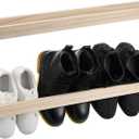 Wenqik 2 Pcs Wall Mounted Shoe Rack 30 Inch Rustic Wood Wall Hanging Shoe Rack Space Saving Footwear Holder Shoe Storage Organizer for Mudroom, Entryway, Closet (Wood Color)