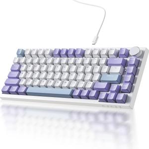 Ajazz 75% Mechanical Gaming Keyboard with Volume Knob, Gasket Mount Wired Custom Keyboard, South-Facing RGB Backlit, PBT Keycaps, Pre-lubed Linear Switches, Creamy Sound for Office & Gaming